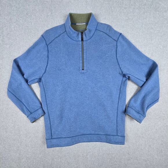 Tommy Bahama Mens Size Large Reversible 1/4 Zip Pullover Sweater Blue Green - Picture 7 of 16